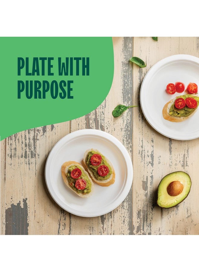 Stack Man Stack Man 100% Compostable Small Paper Plates 7 Inch Heavy-Duty [125-Pack] Eco-Friendly White Bagasse Disposable Dessert Cake Plates - 7" Biodegradable Plate (BPI-Certified) (PFAS-Free)  - Image 3