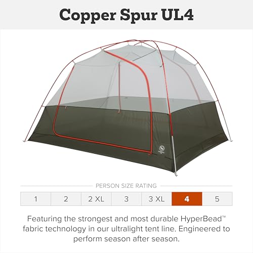 Big Agnes Copper Spur UL Backpacking Tent For Camping 3 Season Ultralight Waterproof Anodized Poles Lichen Green 4 Person - Image 3