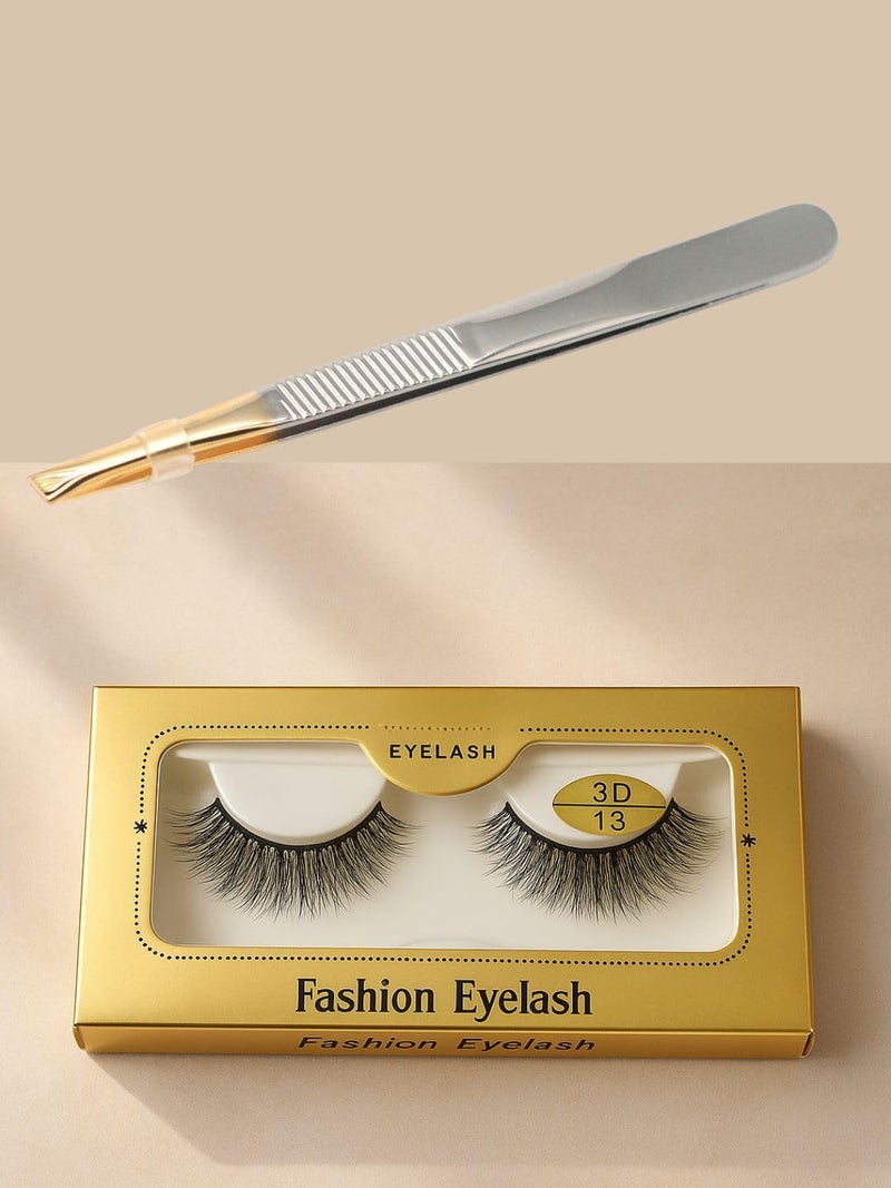 Basicare 3D Fashion False Eyelashes with Applicator Tweezer Style 13 1 Pair - Image 1