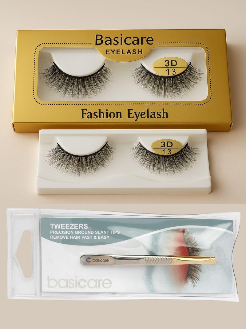 Basicare 3D Fashion False Eyelashes with Applicator Tweezer Style 13 1 Pair - Image 4