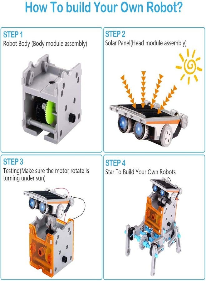 ACELIFE STEM Solar Robot Toy 12-in-1 Educational Science Kit DIY Building Toy Construction Engineering Set for Kids Age 8-12 Boys & Girls Birthday, Solar Powered Toy-Grey - Image 2