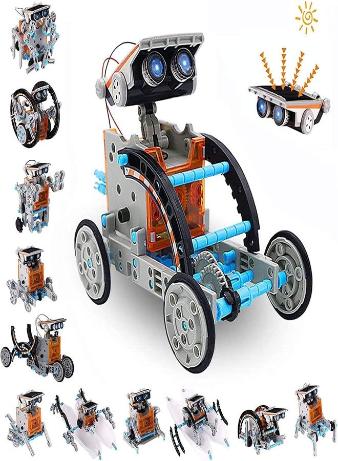 ACELIFE STEM Solar Robot Toy 12-in-1 Educational Science Kit DIY Building Toy Construction Engineering Set for Kids Age 8-12 Boys & Girls Birthday, Solar Powered Toy-Grey - Image 1