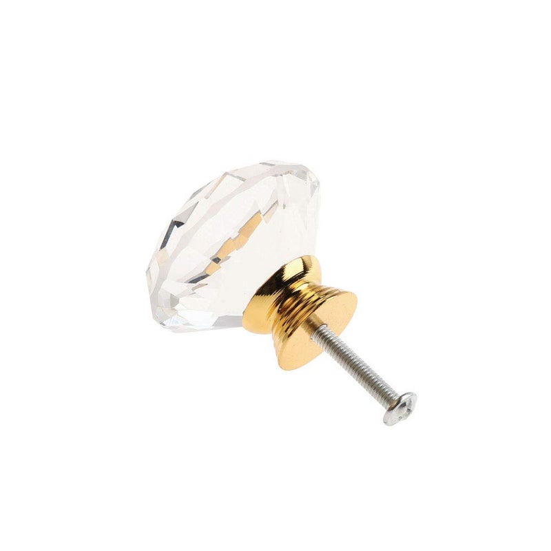 ANJUU 12 Pcs 30mm Diamond Shape Crystal Glass Cabinet Knobs with Screws Drawer Knob Pull Handle Used for Kitchen, Dresser, Door, Cupboard (GOld B Clear) - Image 5