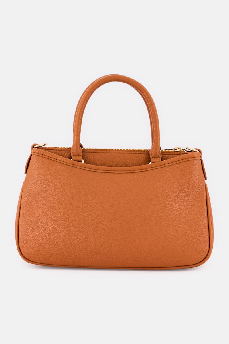 Cavalli Class Women Brand Logo Handbag, Caramel  - Image 3
