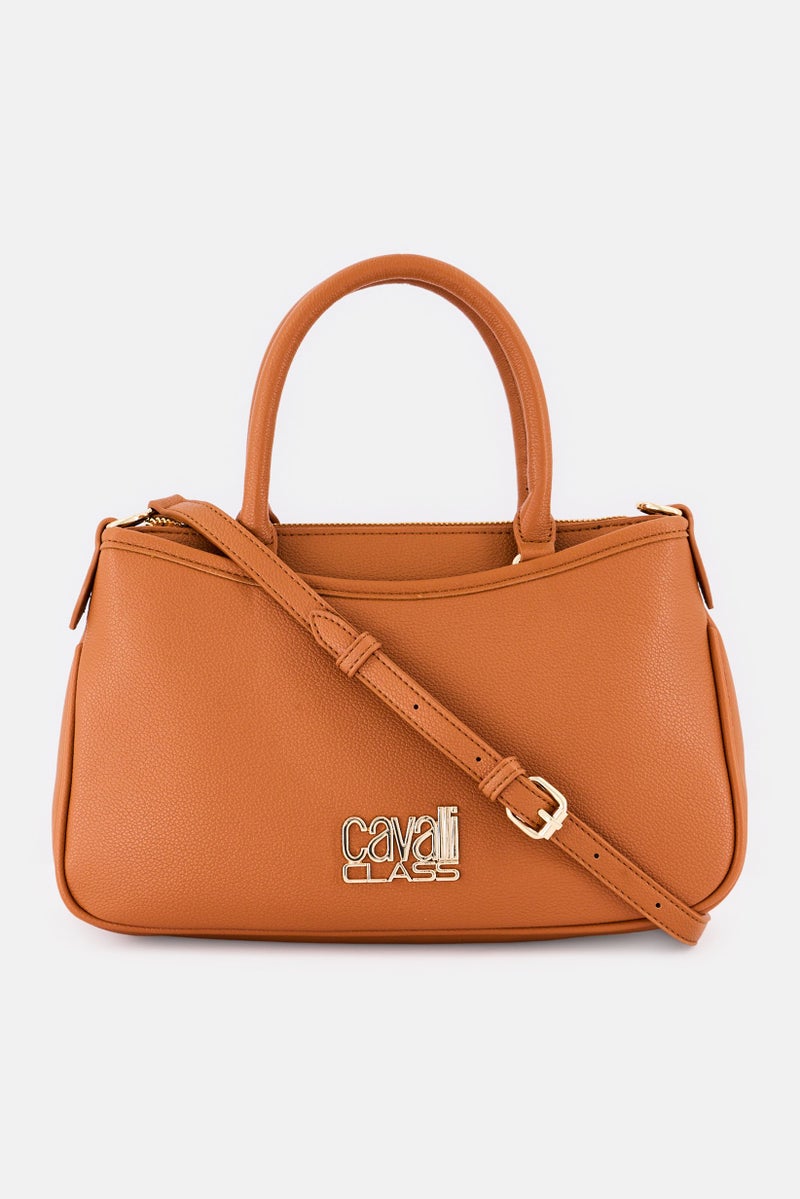 Cavalli Class Women Brand Logo Handbag, Caramel  - Image 2