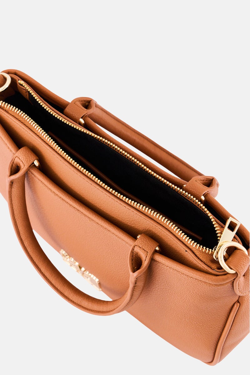 Cavalli Class Women Brand Logo Handbag, Caramel  - Image 4
