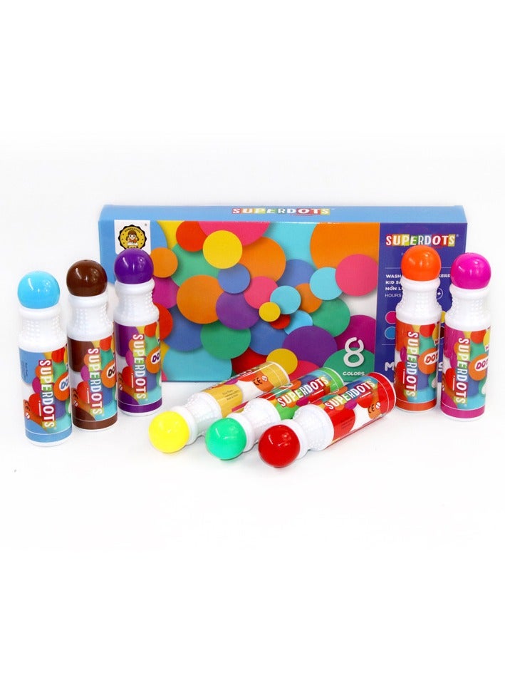 MIXDE Dot Markers Kit, 8 Colors Paint Marker (40 Ml, 1.41 Oz.) With A Blank 30 Pages Marker Pad, Water-Based Non-Toxic Bingo Daubers For Kids Children (3 Ages +), Dot Art Markers - Image 1