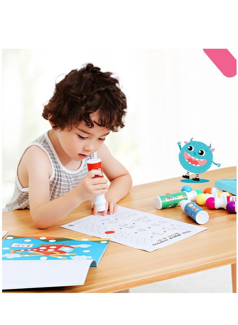 MIXDE Dot Markers Kit, 8 Colors Paint Marker (40 Ml, 1.41 Oz.) With A Blank 30 Pages Marker Pad, Water-Based Non-Toxic Bingo Daubers For Kids Children (3 Ages +), Dot Art Markers - Image 3