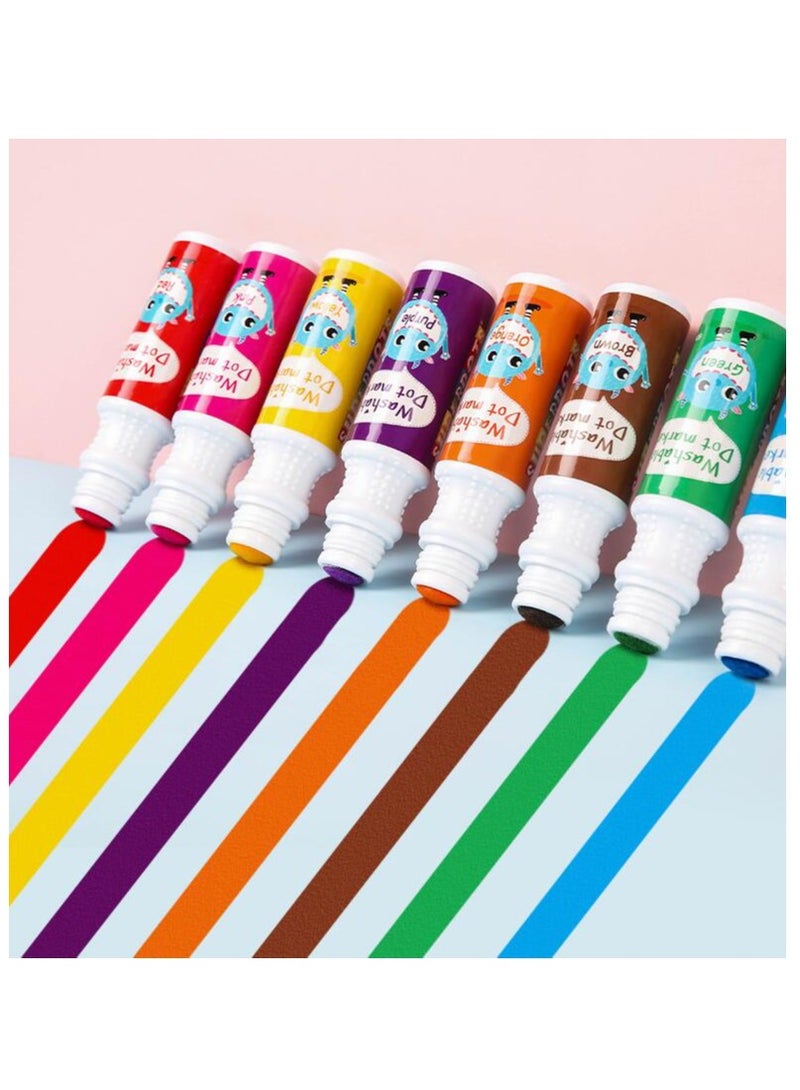 MIXDE Dot Markers Kit, 8 Colors Paint Marker (40 Ml, 1.41 Oz.) With A Blank 30 Pages Marker Pad, Water-Based Non-Toxic Bingo Daubers For Kids Children (3 Ages +), Dot Art Markers - Image 4