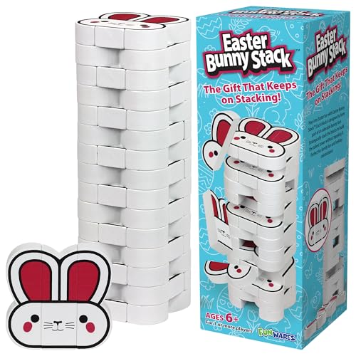 Funwares Easter Bunny Stack BunnyThemed Wooden Stacking Game for Kids Adults Fun Family Tower Game Indoor Outdoor Play Ages 6 Easter Basket Gift - Image 1