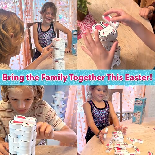 Funwares Easter Bunny Stack BunnyThemed Wooden Stacking Game for Kids Adults Fun Family Tower Game Indoor Outdoor Play Ages 6 Easter Basket Gift - Image 5