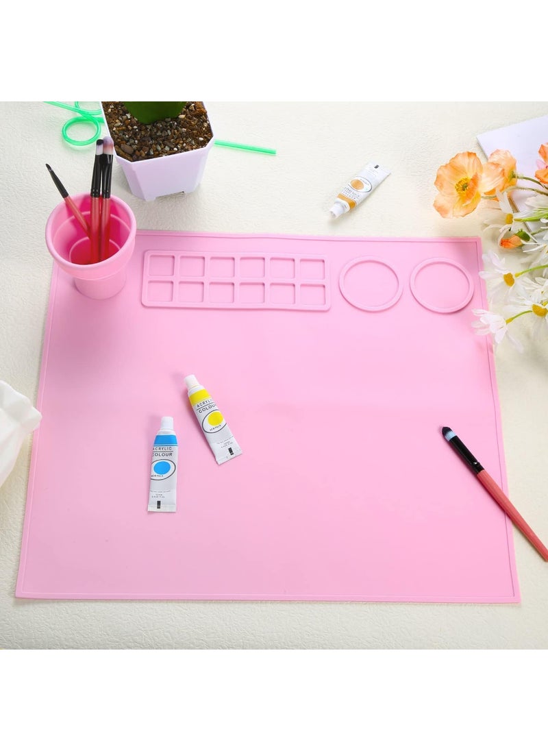 LAKHESHWAR LAKHESHWAR Large Silicone Art Mat with Cleaning Cup Multipurpose Silicone Craft Sheet for Painting Clay Resin Casting Flexible Crafting Mat and Children Art Painting Handmade Make Mold  - Image 3