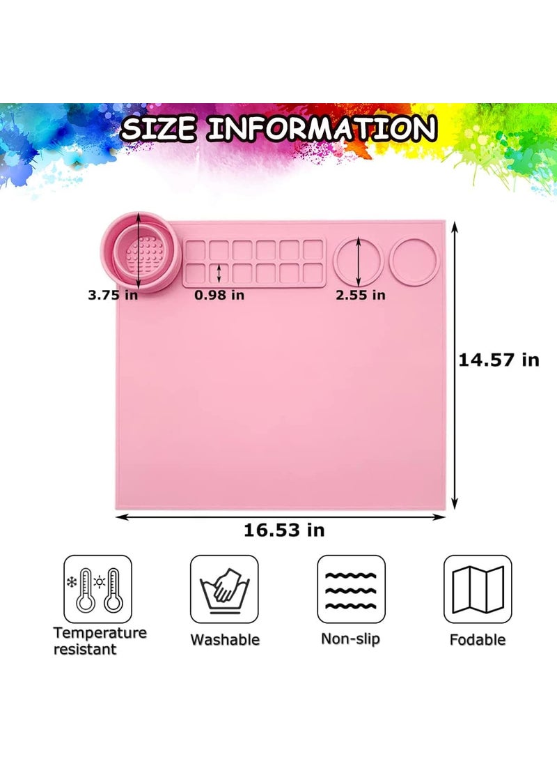 LAKHESHWAR LAKHESHWAR Large Silicone Art Mat with Cleaning Cup Multipurpose Silicone Craft Sheet for Painting Clay Resin Casting Flexible Crafting Mat and Children Art Painting Handmade Make Mold  - Image 2