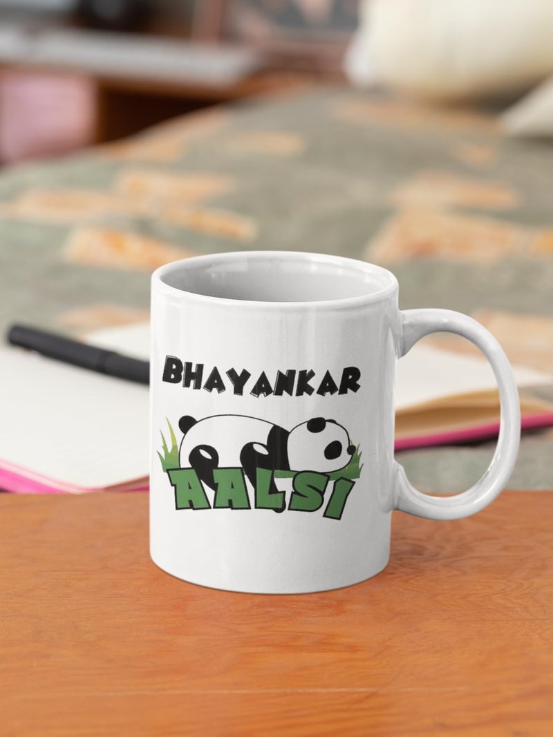 TAJNAN Funny Panda Coffee Mug – Bhayankar Aalsi Design – Cute Lazy Panda Ceramic Cup 11 oz, Gift for Friends & Office - Image 4