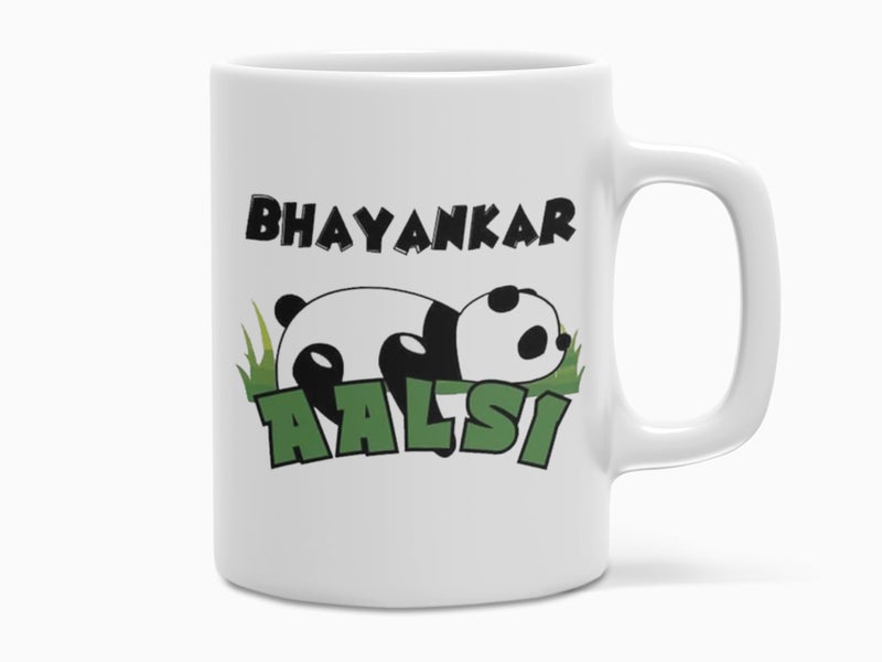TAJNAN Funny Panda Coffee Mug – Bhayankar Aalsi Design – Cute Lazy Panda Ceramic Cup 11 oz, Gift for Friends & Office - Image 1