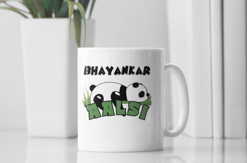 TAJNAN Funny Panda Coffee Mug – Bhayankar Aalsi Design – Cute Lazy Panda Ceramic Cup 11 oz, Gift for Friends & Office - Image 2