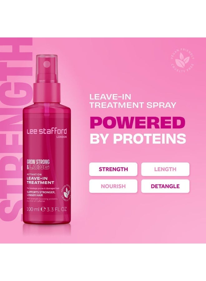 Lee Stafford بخاخ علاج الشعر للي ستافورد لنمو الشعر | مجموعة النمو القوي والطويل - أفضل بخاخ بلسم للشعر الجاف والتالف والمجعد، مزيل تشابك، للرجال والنساء، 3.3 أونصة سائلة - Image 2