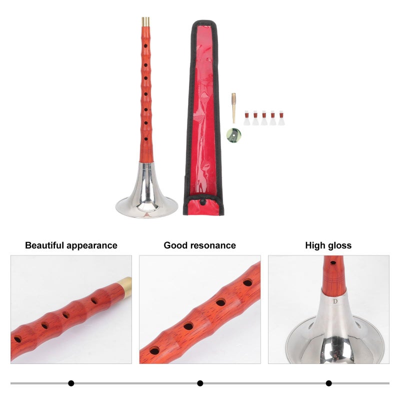 Traditional Rosewood Suona for Beginners with Case Key D Chinese Woodwind Instrument - Image 5