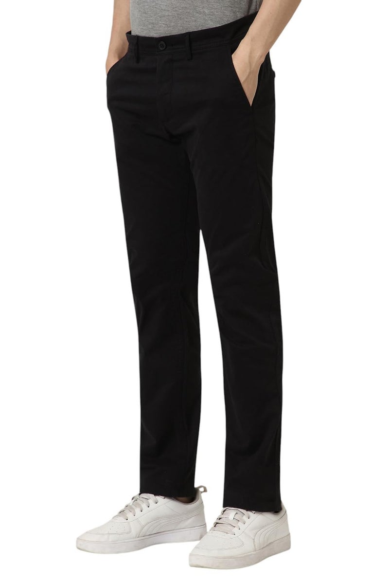 Peter England Men Black Solid Low Skinny Fit Trousers - Image 2