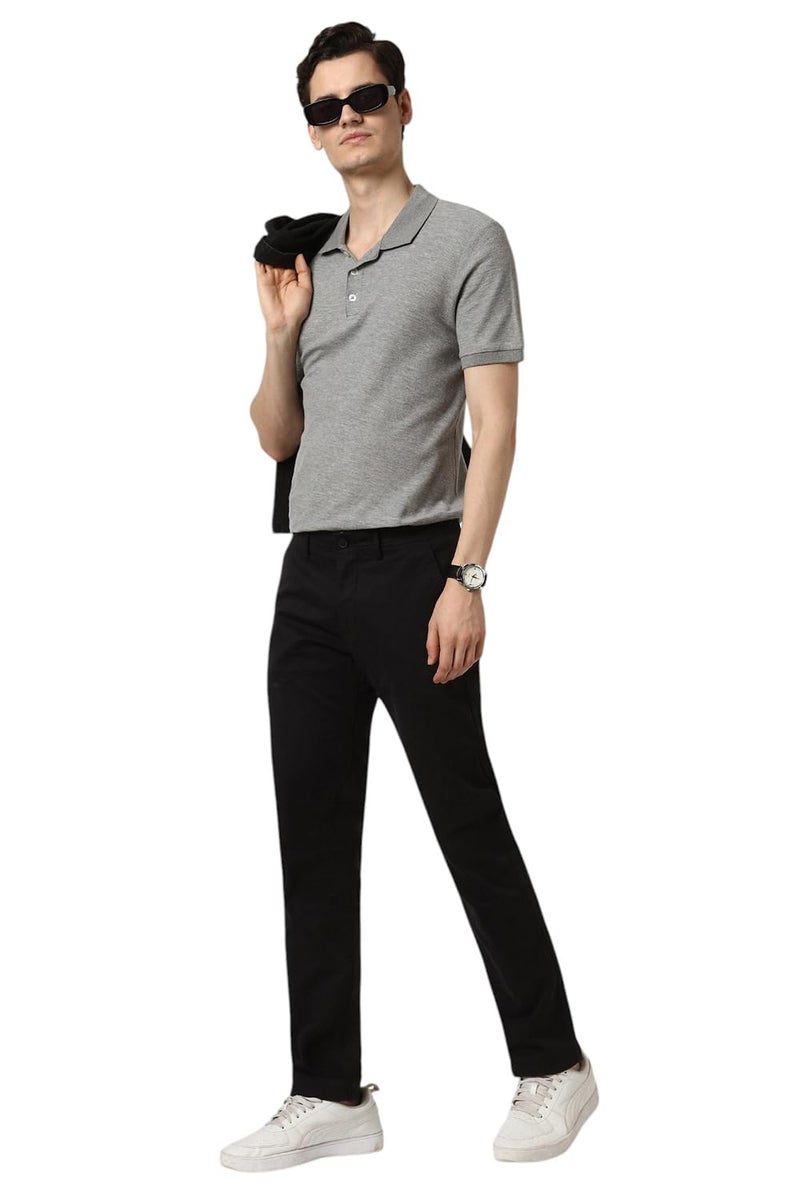 Peter England Men Black Solid Low Skinny Fit Trousers - Image 5