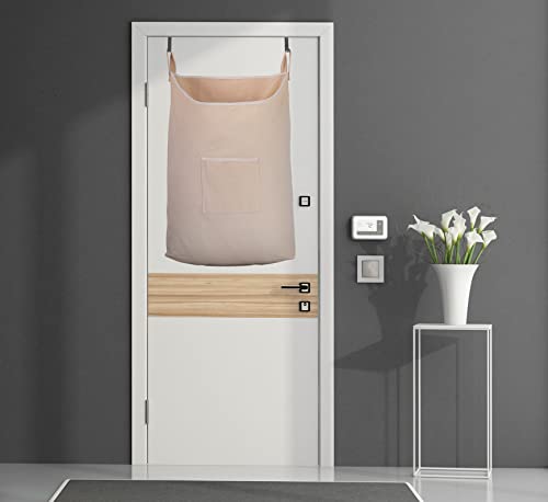 GORISEN Laundry Collector, Laundry Hamper, Door Hanging Laundry bag with hooks (Beige, 65Liters) - Image 4