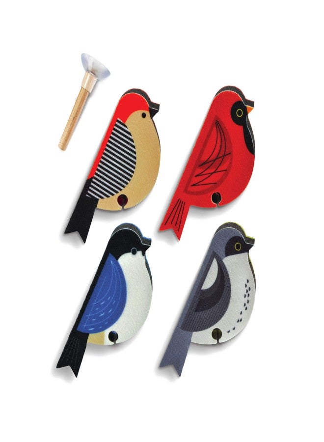 Sur La Table Genuine Fred Perched Bird Sponges, Set of 4 Sponges with Suction Cup Wooden Perch, Clever, Modern Design with Multilayer sponges, Non-Scratch and Safe for Cookware - Image 1