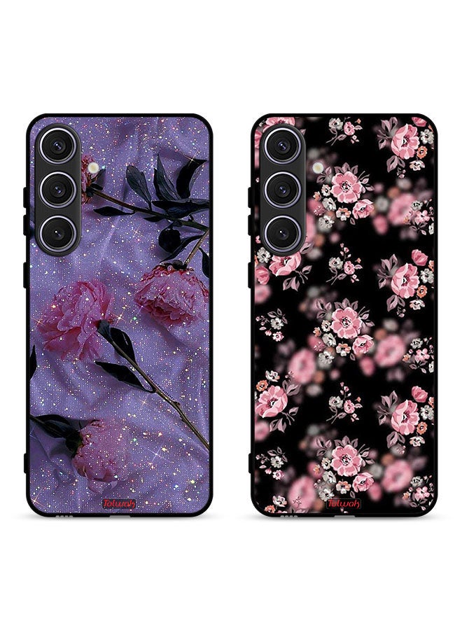Tolwak Two Cases For Samsung Galaxy S23 FE 5G Protective Covers Glitter Roses and Flower  - Image 1