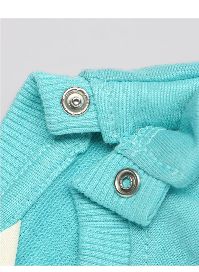 Bonfino Bonfino 100% Cotton French Terry Full Sleeves Drop Shoulder Sweatshirt with Heart & Text Print - Blue - Image 3