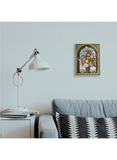 Stupell Industries Stupell Industries Vintage Floral Bouquet Brown Gothic Window Arch Ziwei Li Grey Framed Wall Art, 11 x 14  - Image 2