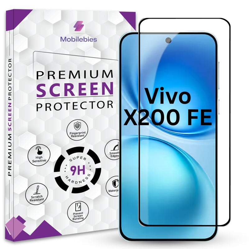 Mobilebies Premium Tempered Glass Screen Protector Guard For Vivo X200 FE 5G (6.31 Inch, Pack of 1) | HD Clear Edge to Edge Coverage With Easy to installation kit - Image 1