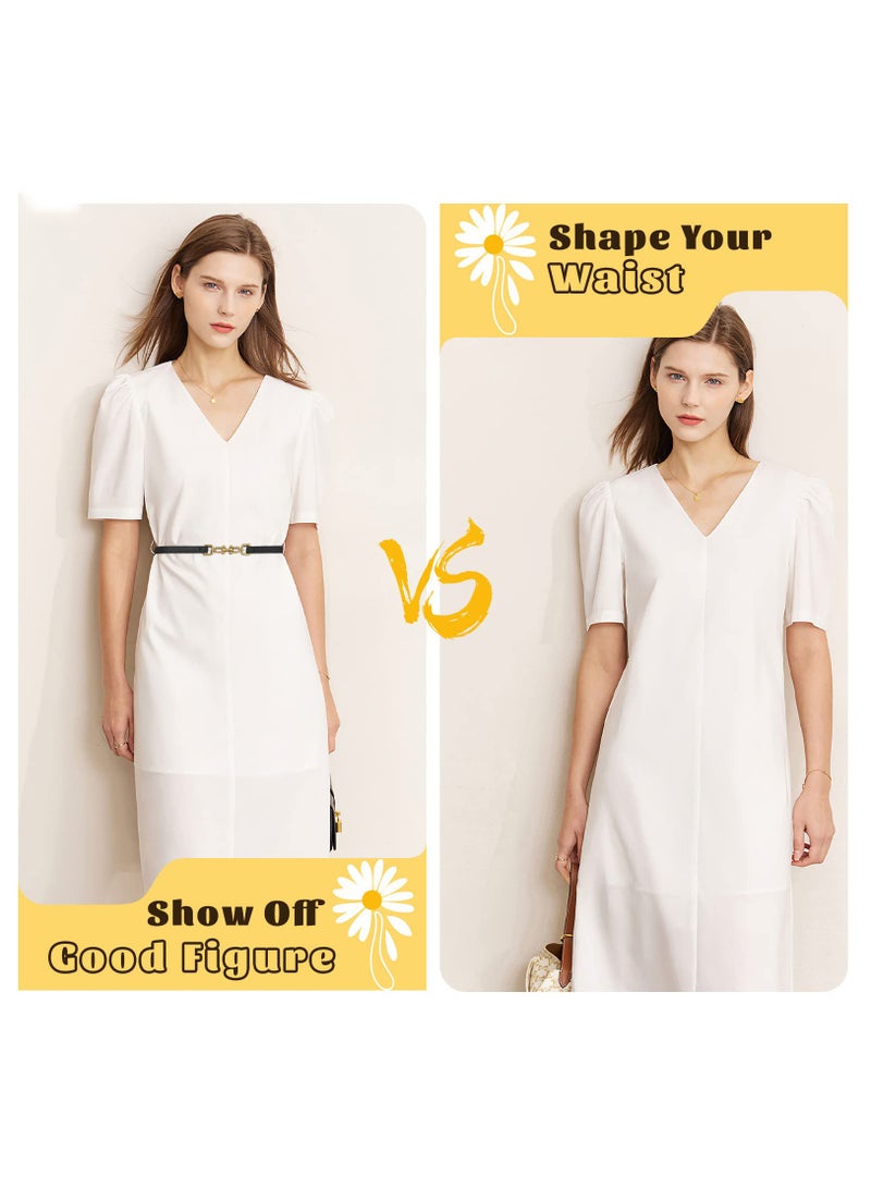 Excefore 3 Pack Leather Skinny Women Belt Adjustable Thin Waist Belts with Alloy Buckle for Blouse Dresses - Image 3