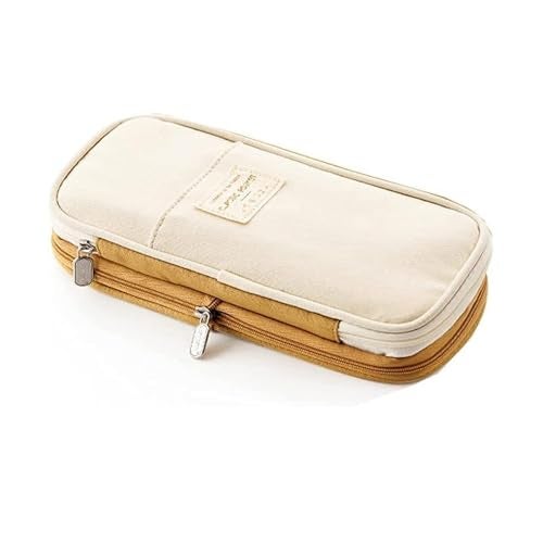 Arnuixty Large Storage Pencil Case Pen Bag with Zipper Big Capacity Pouch Organizer for Office Travel Holder Box (Khaki) - Image 1