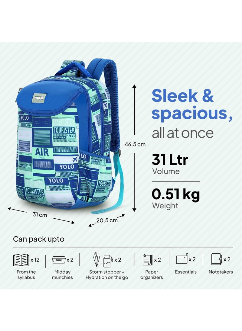 AMERICAN TOURISTER American Tourister Mist (Style 4), 31L Volume Backpack with an Add-on Rain Cover & Front Organizer, for Men & Women - BLUE/MINT  - Image 2
