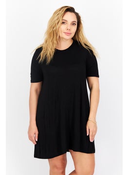 Women Plain Mini Dress, Black