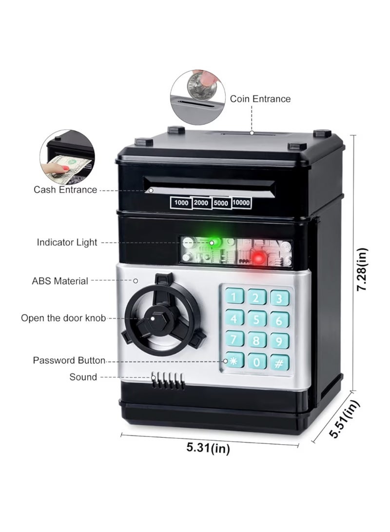 Refasy Kids Toys for Boys Girls Age 3-5,Electronic Piggy Banks for Kids Money Savings Box Toys Mini ATM Coin Bank for Children Best Birthday Xmas Gifts Cash Coin Can for Kid 8-12 Year Old Black - Image 2