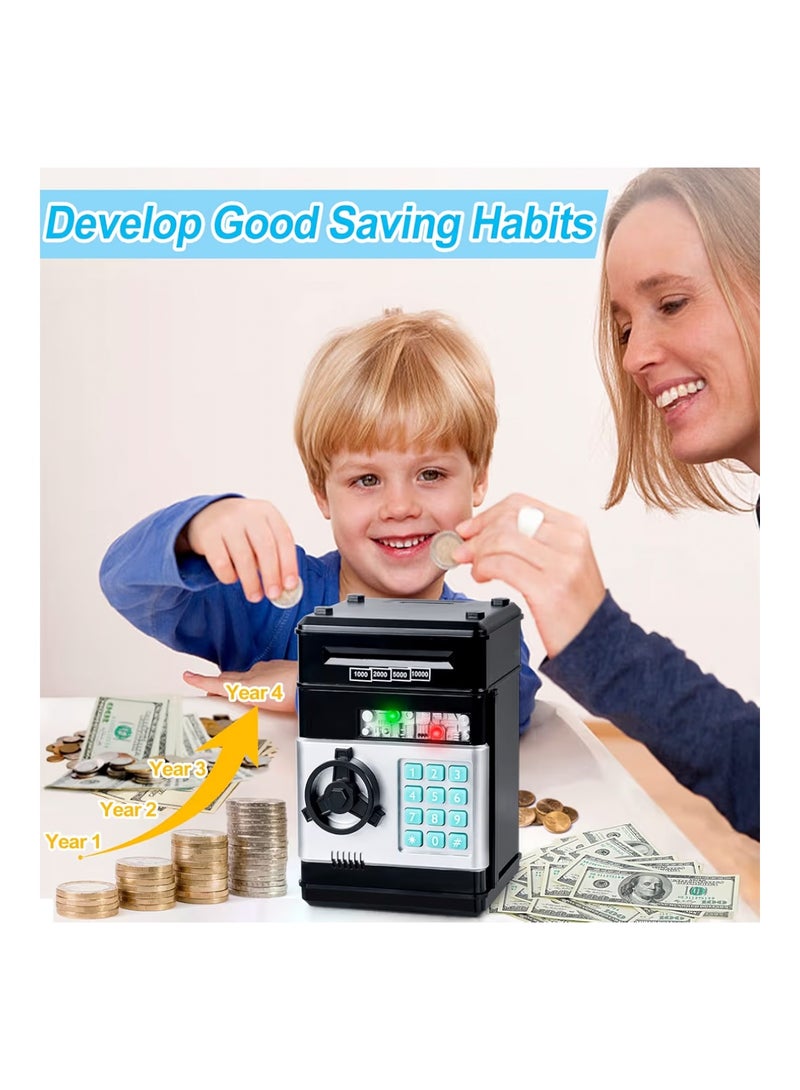 Refasy Kids Toys for Boys Girls Age 3-5,Electronic Piggy Banks for Kids Money Savings Box Toys Mini ATM Coin Bank for Children Best Birthday Xmas Gifts Cash Coin Can for Kid 8-12 Year Old Black - Image 3