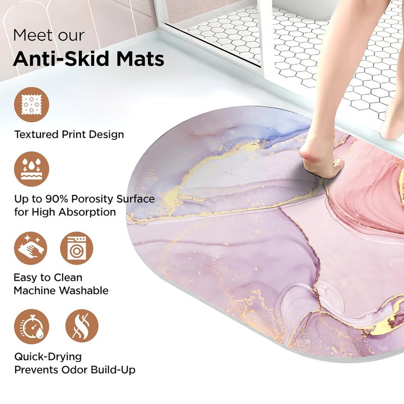 UMAI Polyester Rubber Bathroom Mat (40 * 60cm) Bath Mat | Anti Skid Mat for Bathroom Floor | Bathroom Accessories | Bathroom Mats Water Soak | Non Slip Mat for Bathroom | Floor Mat (Multicolour) - Image 4