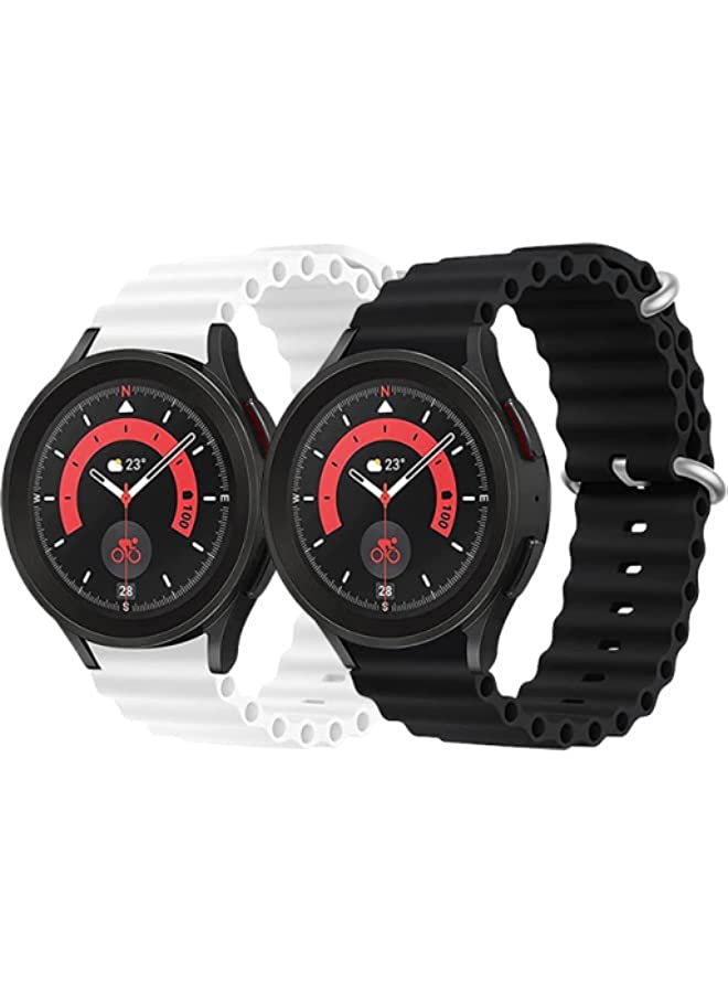 IAF Silicone Ocean Strap 22mm Watch Accessory Part for Samsung and Huawei Watch Adjustable Loop with Buckle Sports Strap Women Men Midnight Blue/Black