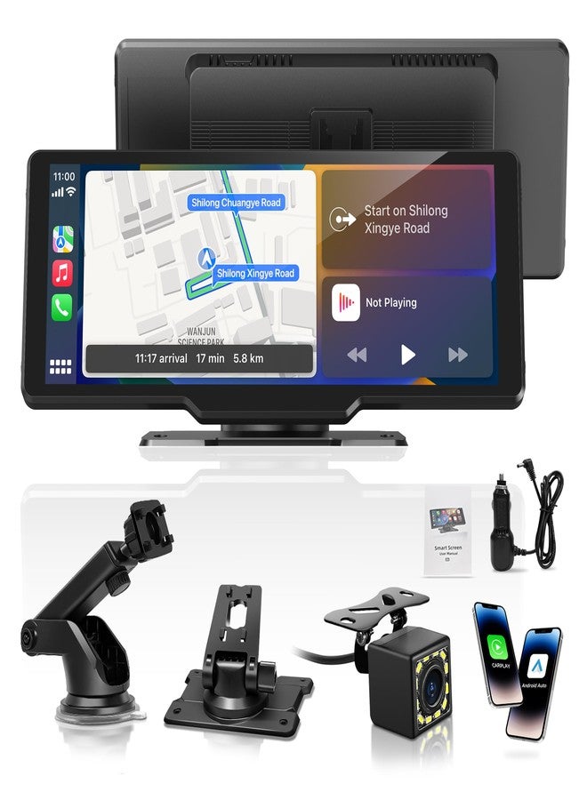 Carpeer Portable Carplay Screen for Car, 10" Wireless Carplay & Android Auto Car Play Touchscreen with 1080P Backup Camera,GPS Navigation,Voice Control,5.0 Bluetooth (10inch) - Image 1