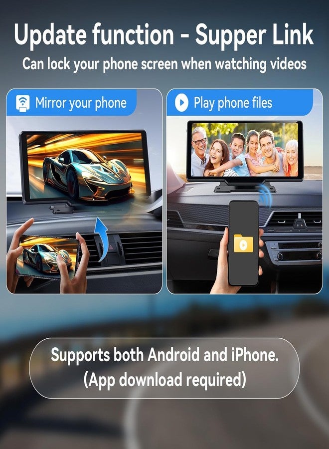 Carpeer Portable Carplay Screen for Car, 10" Wireless Carplay & Android Auto Car Play Touchscreen with 1080P Backup Camera,GPS Navigation,Voice Control,5.0 Bluetooth (10inch) - Image 5