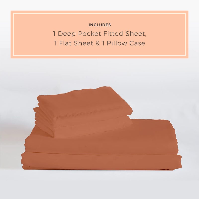 PeachSkinSheets PeachSkinSheets Pumpkin Spice Sheet Set - 1500tc Level of Softness - Extra Soft Cooling Sheets for Hot Sleepers and Night Sweats - Twin Size  - Image 2
