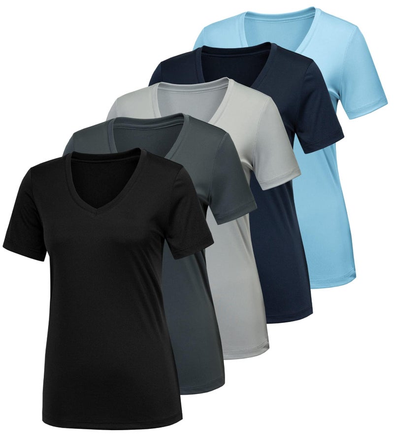 CE' CERDR 5/7 Pack Workout Shirts for Women, Moisture Wicking Quick Dry Active Athletic Women's Gym Performance T Shirts - Image 1
