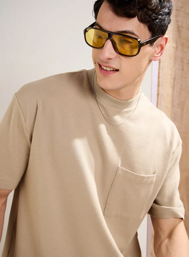 SASSAFRAS Sassafras Men Waffle Front Pocket Oversized T-Shirt