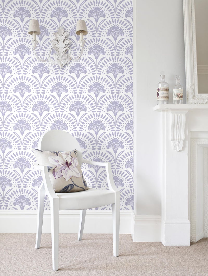 Vinjiasin Purple Floral Wallpaper Peel and Stick Wallpaper Modern Flower Contact Paper Purple/White Geometric Self Adhesive Removable Wall Paper for Bedroom Bathroom Accent Wall Vinyl Roll 17.3"x78.7" - Image 3