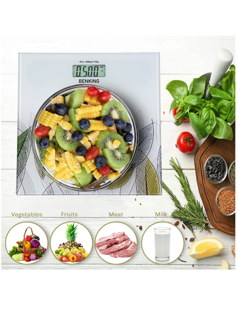 BENKING Digital Display Food Scale Weighs Up To 180 Kg LCD Display With Armoured Glass Rechargeable Battery - Image 5