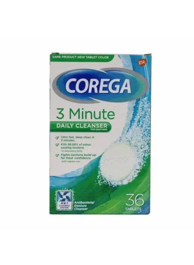 Corega 3 Minutes Cleanser Full Dentures Tablets 36's - Image 1