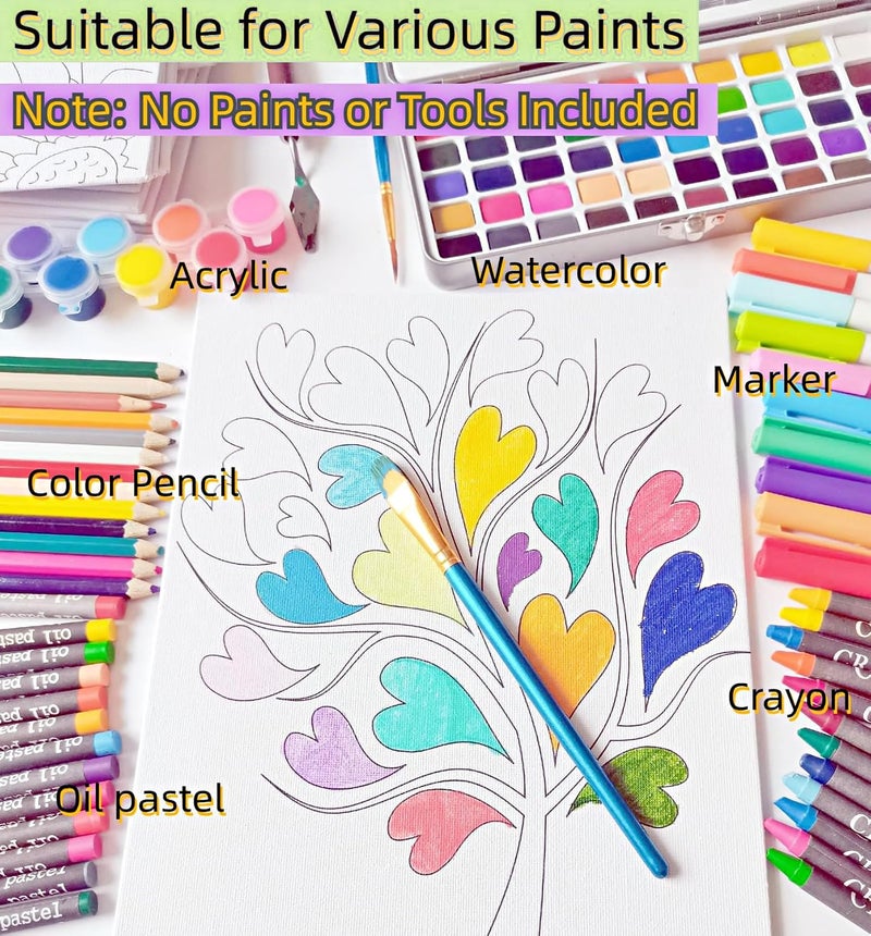 Aosemili 12PCS Predrawn Painting Canvas for Kids Pre Drawn Canvas to Paint for Kids- 10x8in Large Predrawn Painting Bulk Art Canvases with Disgn Picture to Paint Christmas Valentines Party Favor Exchange Gift - Image 3
