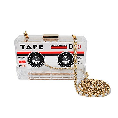 QZUnique Tape Shaped Shoulder Bag Radio Recorder PU Crossbody Bag Women's Retro Evening Bag Handbag Clutch Purse - Image 1