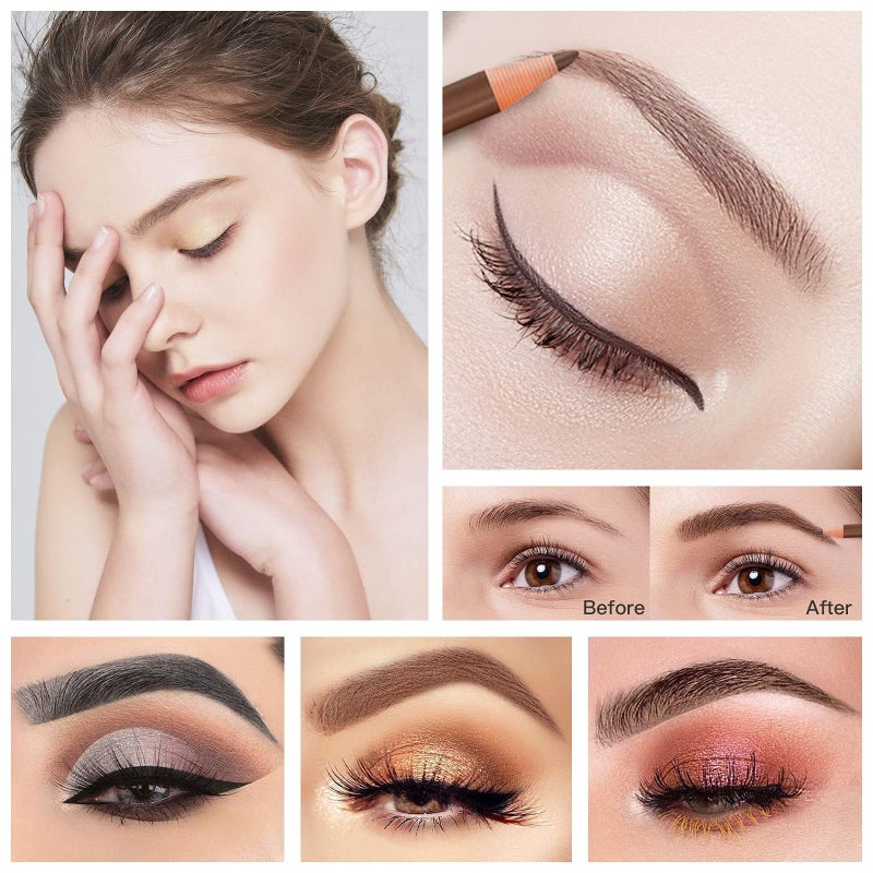 LSxia Waterproof Eye-Brow Pen-cil Set, Pull Cord Peel-off Eyebrow Pencil Microblading Pen Supplies Kit, White Eye-Liner Pencil and Eyebrows Tool Tattoo Makeup For Marking (5+1 Dark Brown) - Image 3