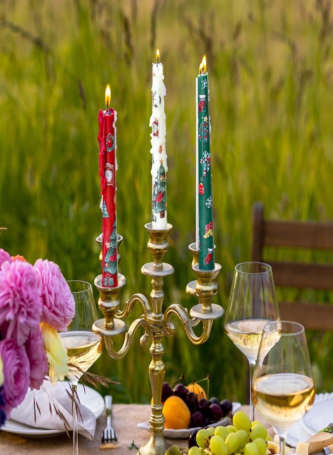 Sungmor Christmas Taper Candlesticks, Beautiful 3-Color Decal Crafts, 10" Long Decorative Candles, Scented & Colored Tall Candlesticks, Long Burning & Smokeless Tapered Holiday Party Celebrate Candle - Image 4